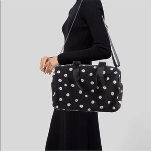 Alice + Olivia Black White Daisy Print Zip Up Medium Duffel Bag